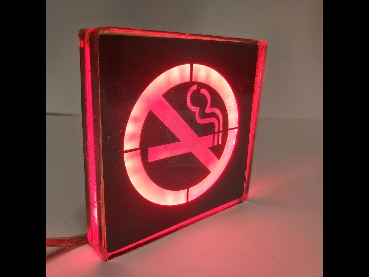  سنگ نورانی مربع ضد آب تک رنگ طرح سیگار ممنوع سایز 10 سانت 12 ولت Emax مدل PL10N 